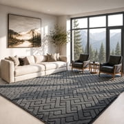 8 x 10Area Rugs for Living Room Jacquard Textured Modern Rugs Soft Geometric Rug for Bedroom Mid Century Washable Rug Non-Slip Carpet for Living Room Bedroom Dining Room, Light Gray