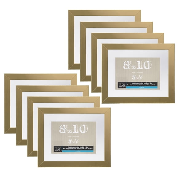 Studio Decor 8" x 10" Belmont Float Picture Frame - Pre-attached Hanging Hardware, Horizontal or Vertical - MDF, Gold, Bulk 8 Pack
