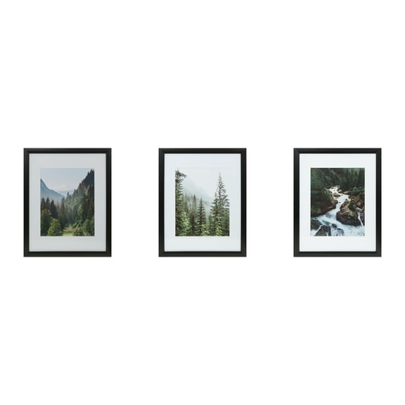 8" x 10" Black Gallery Picture Frame with Mat by Studio Decor - Includes Pre-attached Hanging Hardware - Horizontal or Vertical Display Frame for Posters - Photos and Art Prints - 3 Pack