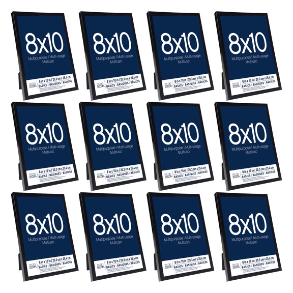 Studio Decor 8" x 10" Black Multipurpose Frames - PVC & Glass Picture Frames for Home, Office & Commercial Use, Wall or Tabletop Display, 12 Pack