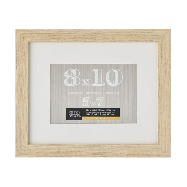8" x 10" Blonde Belmont Picture Frame with 5" x 7" Mat by Studio Décor - Pre-attached Hanging Hardware - Horizontal or Vertical Display - MDF - 1 Pack