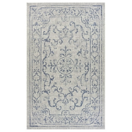 8â€™ x 10â€™ Blue Ornate Indoor Outdoor Area Rug