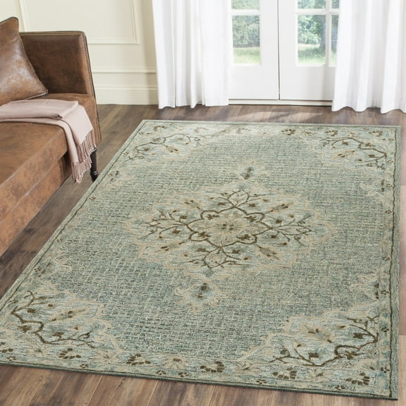8â€™ x 10â€™ Blue and Beige Flor Medallion Area Rug