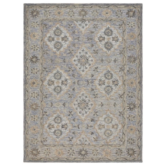 8’ x 10’ Blue and Tan Traditional Area Rug