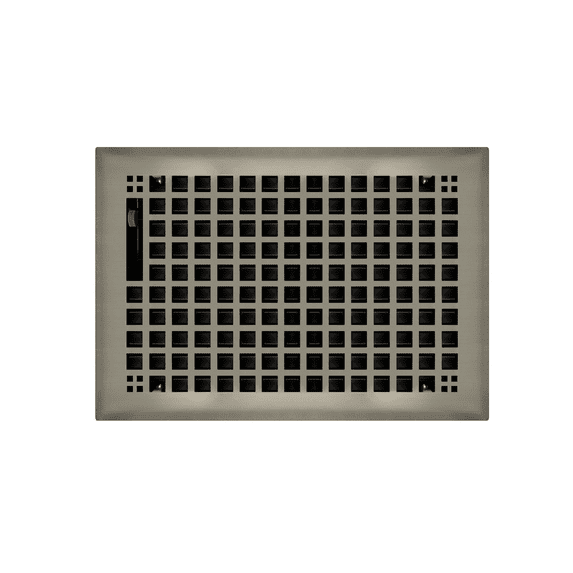 8" x 10" Brushed Nickel Rockwell Style Floor Register - Decorative Vent Cover