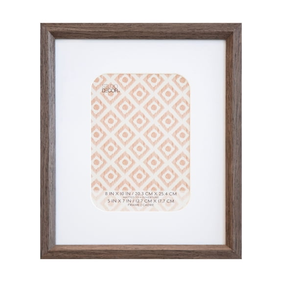 Studio Decor 8" x 10" Dark Brown Neutral Basic Dark Brown Picture Frame with Mat - Fold-out Easel Included, Horizontal or Vertical Display - 1 Pack