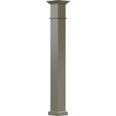 8" x 10' Endura-Aluminum Wellington Style Column, Square Shaft (Load-Bearing 20,000 lbs), Non-Tapered, Clay Finish w/ Capital & Base