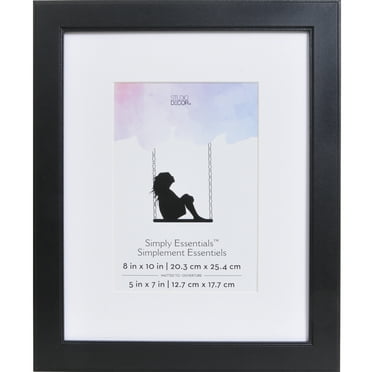 8" x 10" Flat Black Frame with 5" x 7" Mat - Simply Essentials by Studio Décor - Includes Pre-attached Hanging Hardware - Horizontal or Vertical Display - MDF - Bulk 12 Pack