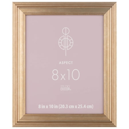 Studio Decor 8" x 10" Gold Aspect Wide Frame - Includes Pre-attached Hanging Hardware, Horizontal or Vertical Display - 1 Pack