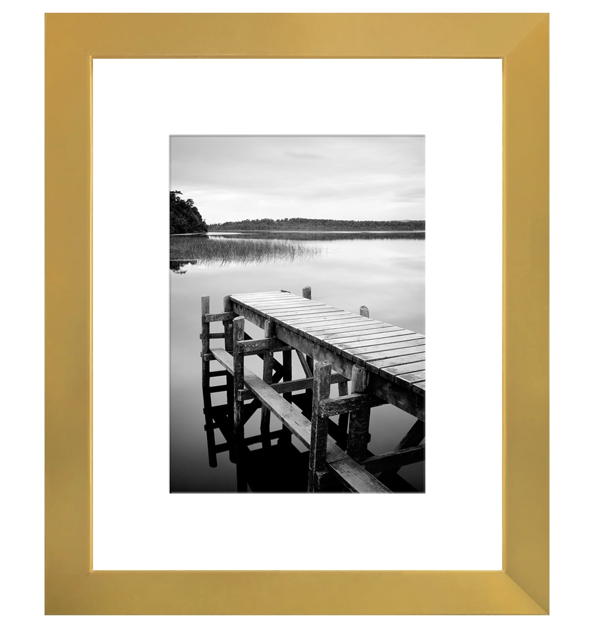 8 x 10 Gold Colored Picture Frame - Display Photos 5 x 7 with Mat or 8 x 10 without Mat