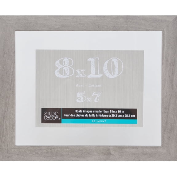 8" x 10" Gray Belmont Float Picture Frame by Studio Decor - Pre-attached Hanging Hardware - Horizontal or Vertical Display - MDF - 1 Pack