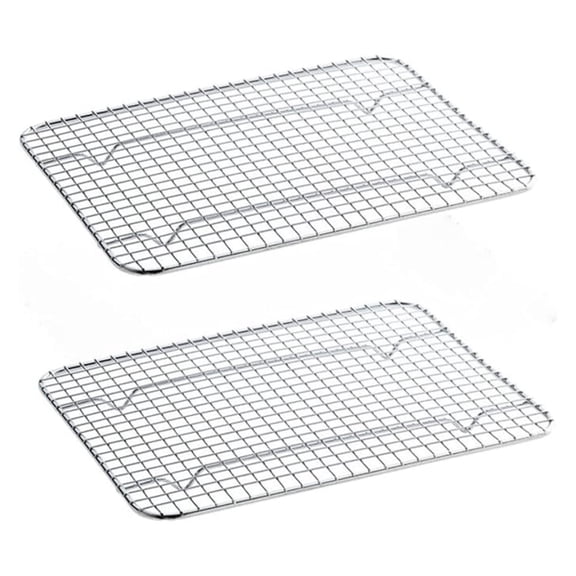 - 8"x 10" Half Size Rectangular Wire Pan Grate -Plated Set of 2-Fits Half Size Sheet Pan Cookie Pans Cooling Rack Baking Sheet Grate Cake Rack for Pies Cookies Pastries Cakes
