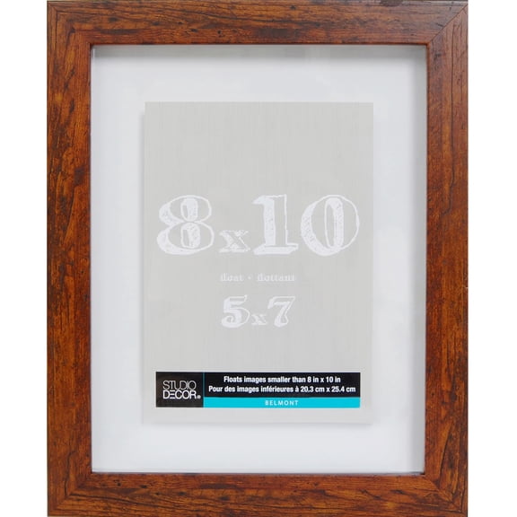 Studio Decor 8" x 10" Honey Belmont Float Picture Frame - Includes Pre-attached Hanging Hardware, Horizontal or Vertical Display - 1 Pack