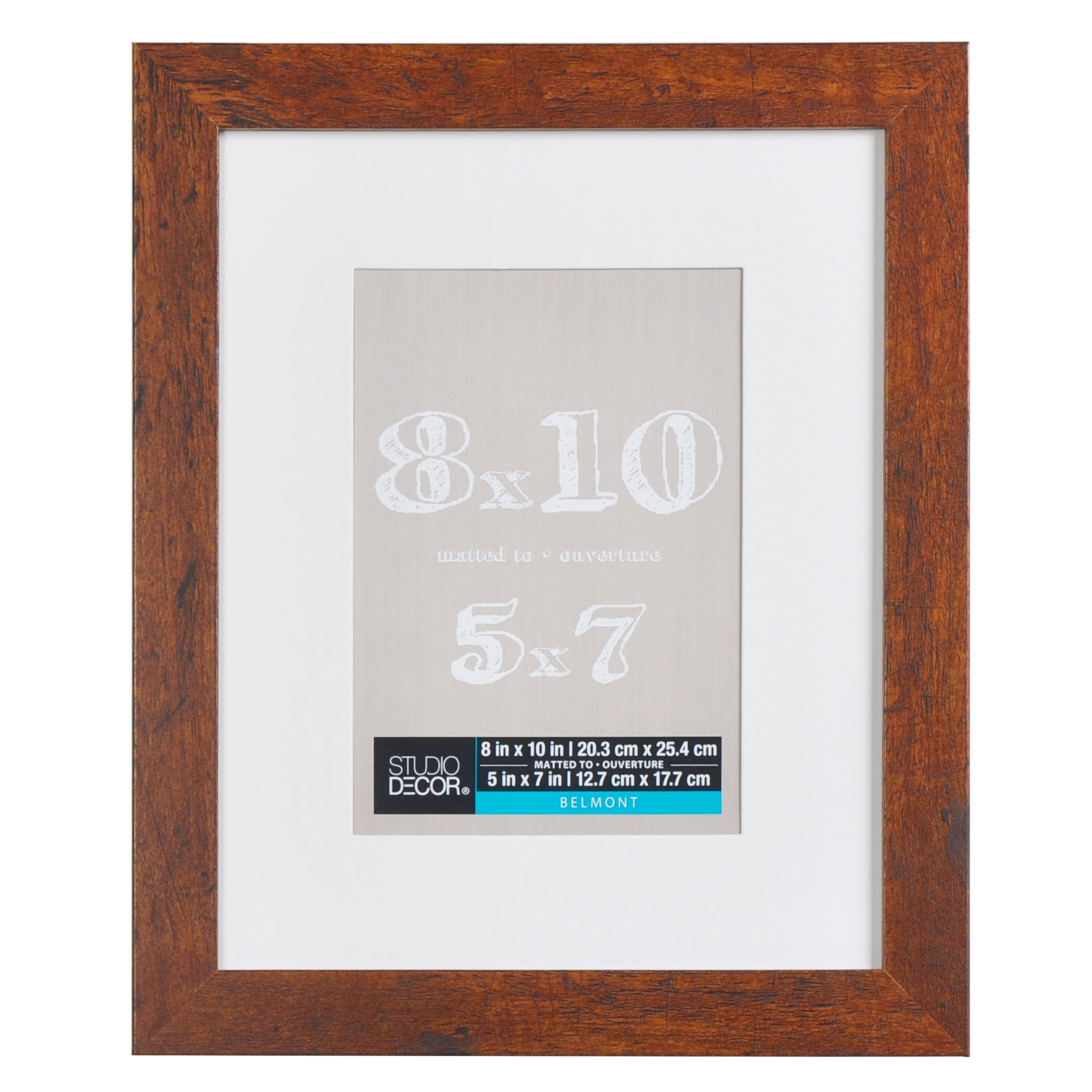 Studio Decor 8" x 10" Honey Belmont Picture Frame with 5" x 7" Mat - Includes Pre-attached Hanging Hardware, Horizontal or Vertical Display - MDF, 1 Pack