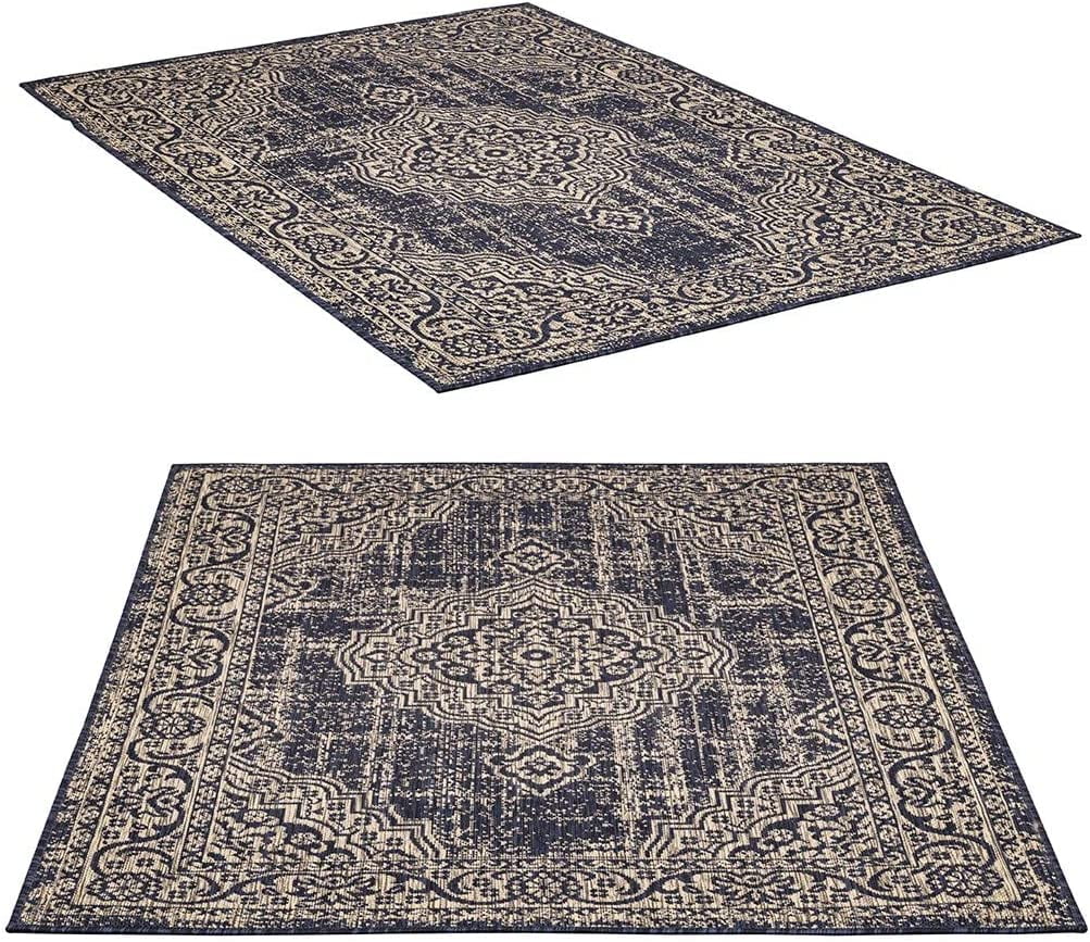 8 x 10 Indoor Outdoor Rug Jute Backing Area Rugs for Living Room Bedroom Kitchen Entryway