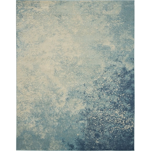8â€™ x 10â€™ Light Blue and Ivory Abstract Sky Area Rug