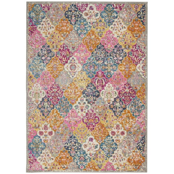 8’ x 10’ Muted Brights Floral Diamond Area Rug