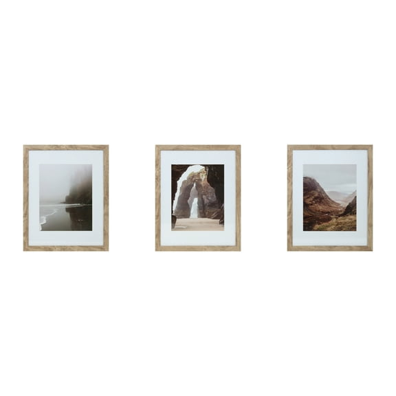 8" x 10" Natural Gallery Picture Frame with Mat by Studio Decor - Includes Pre-attached Hanging Hardware - Horizontal or Vertical Display Frame for Posters - Photos and Art Prints - 3 Pack