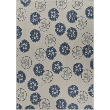 8â€™ x 10â€™ Navy Sand Dollar Indoor Outdoor Area Rug