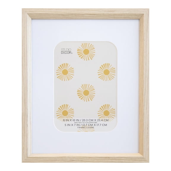Studio Decor 8" x 10" Neutral Basic Light Beige Picture Frame with Mat - Fold-out Easel Included, Horizontal or Vertical Display - 1 Pack