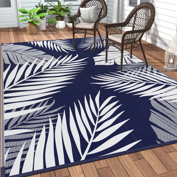 8' x 10' Outdoor Rug, Reversible Plastic Straw Patio Mat for Large Deck, Backyard, RV Camping & Beach, Waterproof & Fade-Resistant Extra Large Area Rug for Outdoor Living