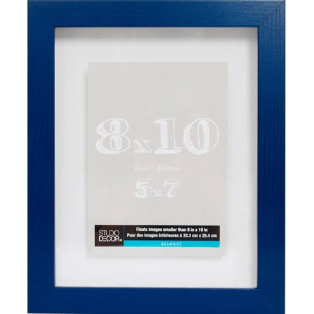 Studio Decor 8" x 10" Sapphire Blue Belmont Float Picture Frame - Includes Pre-attached Hanging Hardware, Horizontal or Vertical Display - 1 Pack