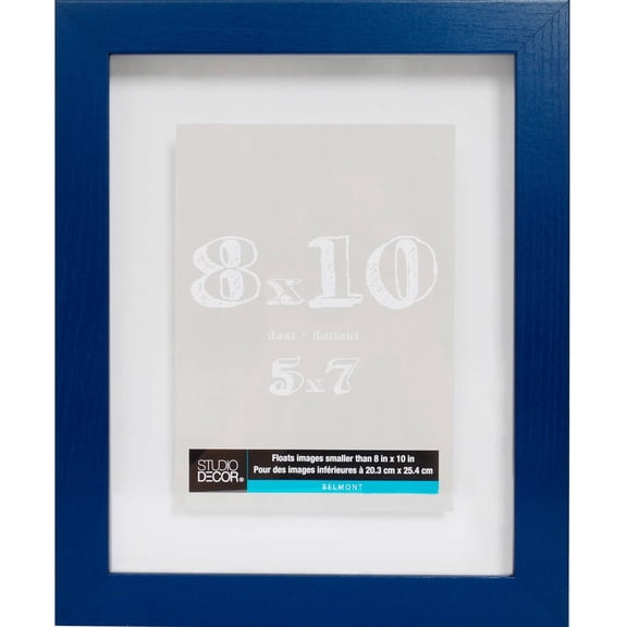 Studio Decor 8" x 10" Sapphire Blue Belmont Float Picture Frame - Includes Pre-attached Hanging Hardware, Horizontal or Vertical Display - 1 Pack