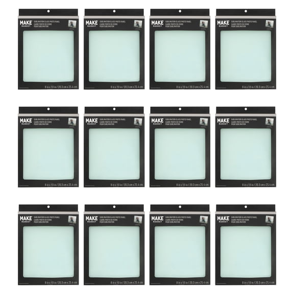 8" x 10" Sublimation Glass Photo Panels by Make Market – Unfinished Tempered Glass with Aluminum Stands for Heat Transfer Printing - 12 Pack