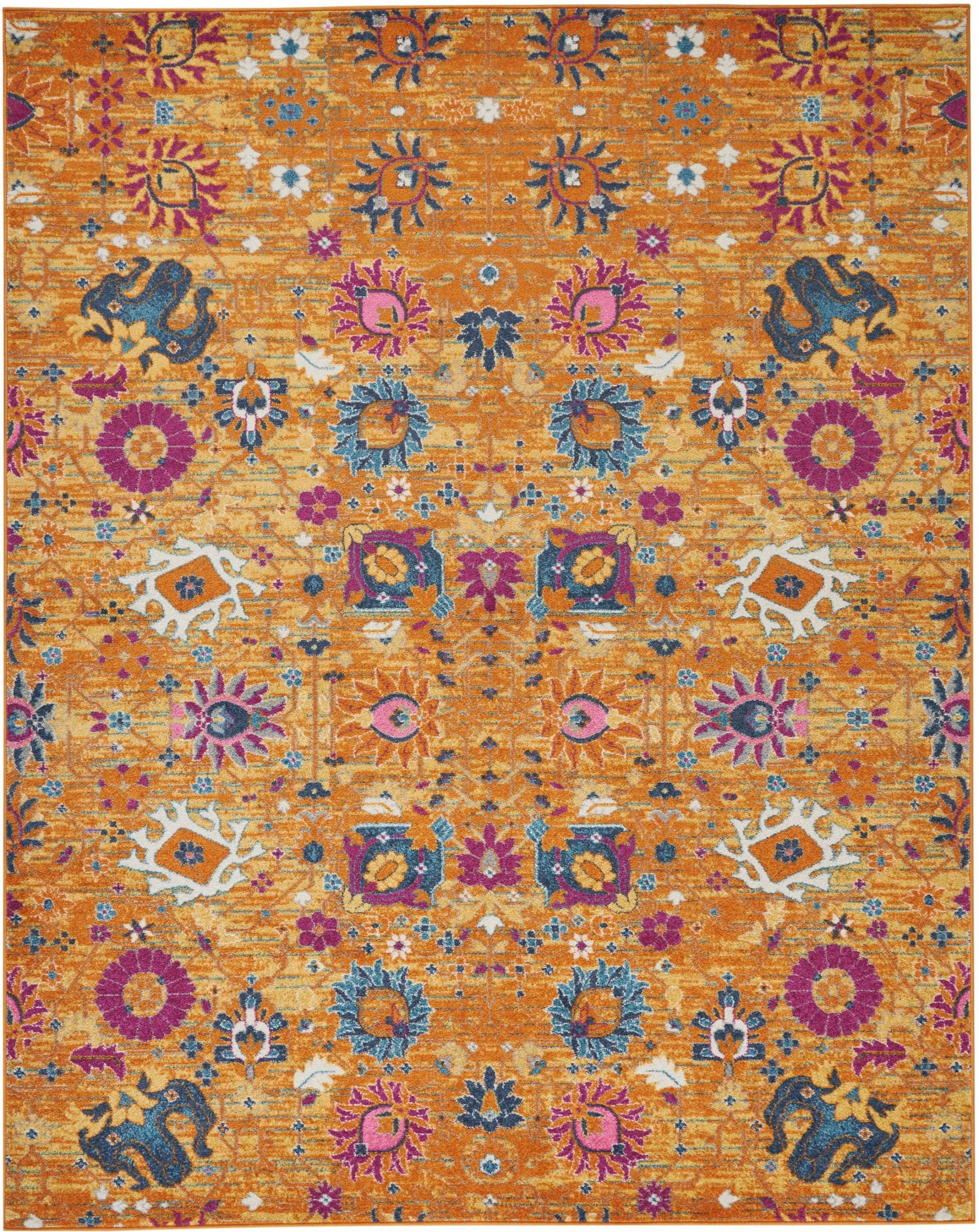 8â€™ x 10â€™ Sun Gold and Navy Distressed Area Rug - Walmart.com