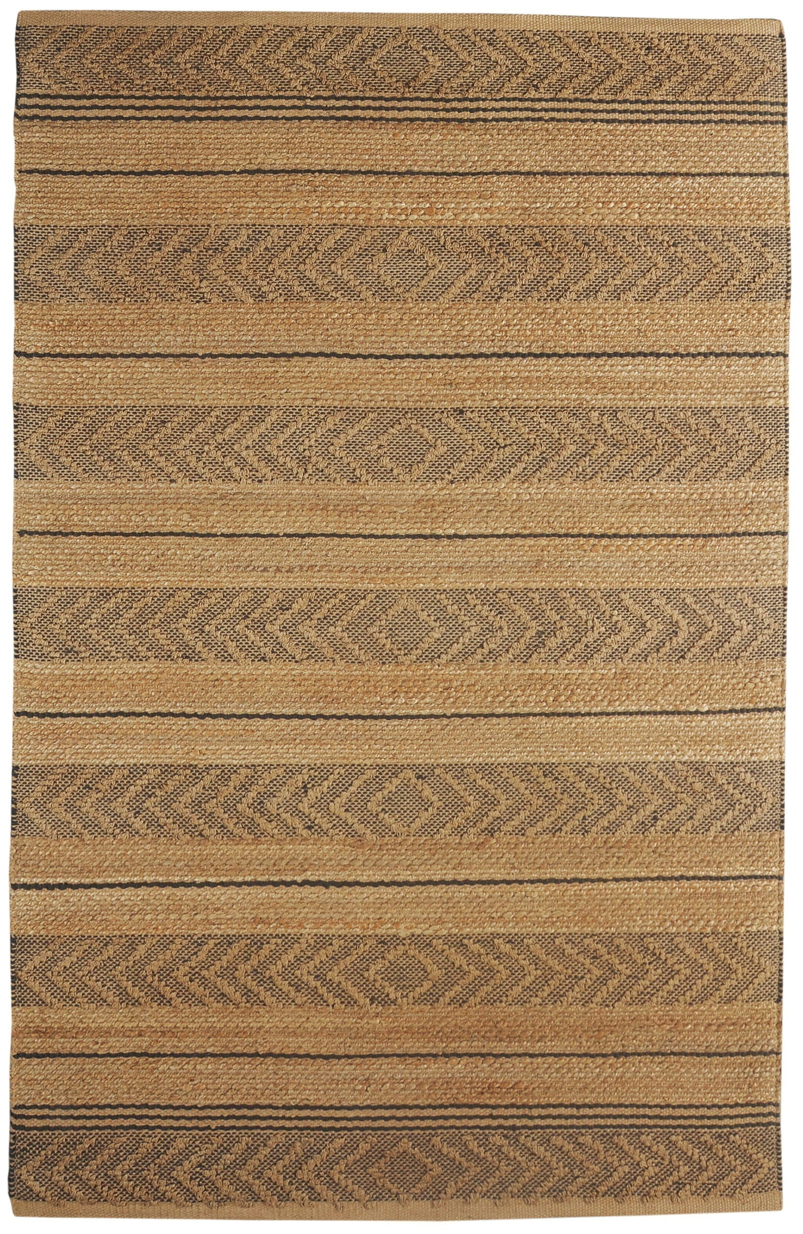 Tan and Gray 8' x 10' Handmade Jute Striped Area Rug
