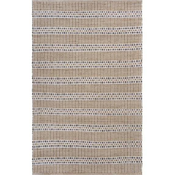 8’ x 10’ Tan and Gray Detailed Stripes Area Rug