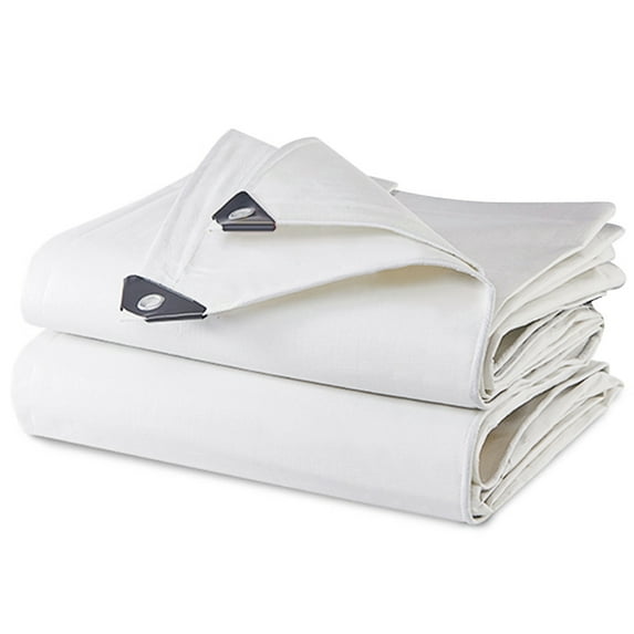 8' x 10' Tarps Super Heavy Duty 12 Mil White Poly Tarp Cover - Thick Waterproof UV Resistant Rip and Tear Proof Tarpaulin with Grommets and Reinforced Edges