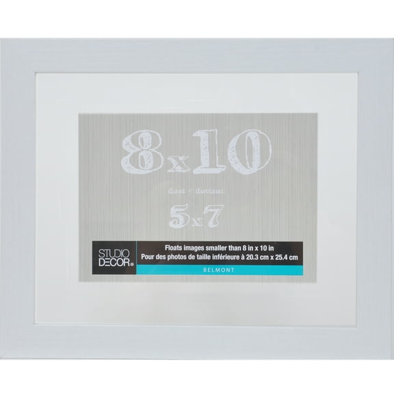 8" x 10" White Belmont Float Picture Frame by Studio Decor - Pre-attached Hanging Hardware - Horizontal or Vertical Display - MDF - 1 Pack