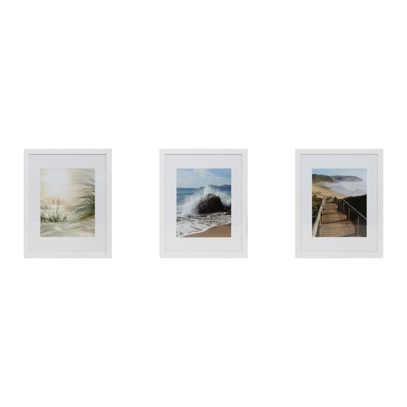 Studio Decor 8" x 10" White Gallery Picture Frame with Mat - Includes Pre-attached Hanging Hardware, Horizontal or Vertical Display Frame for Posters, Photos and Art Prints - 3 Pack