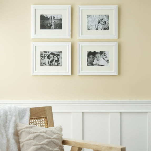 8" x 10" White Lifestyles Picture Frames with Mat by Studio Decor - Includes Pre-attached Hanging Hardware - Horizontal or Vertical Display - 4 Pack