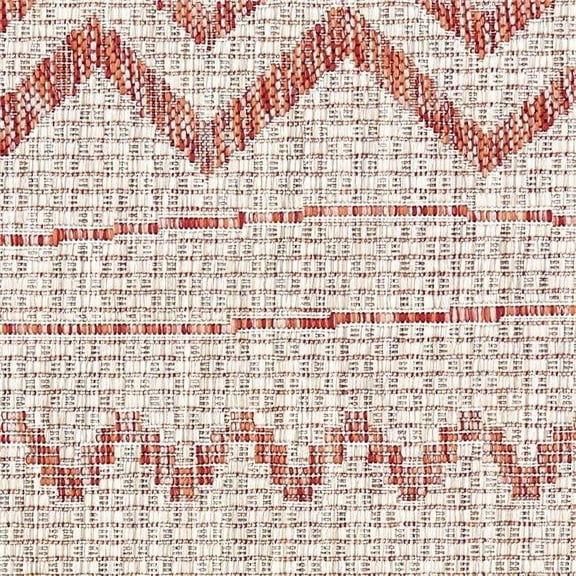 8 x 10 ft. Beige & Red Zigzag Indoor & Outdoor Area Rug