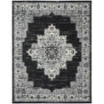 thumbnail image 1 of 8 x 10 ft. Black Floral Power Loom Distressed Rectangle Area Rug - Black, 1 of 1