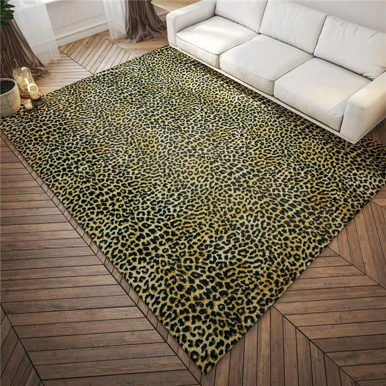8' x 10' Brown Animal Print Shag Non Skid Area Rug 8' x 10' Brown Animal Print Shag Non Skid Area Rug