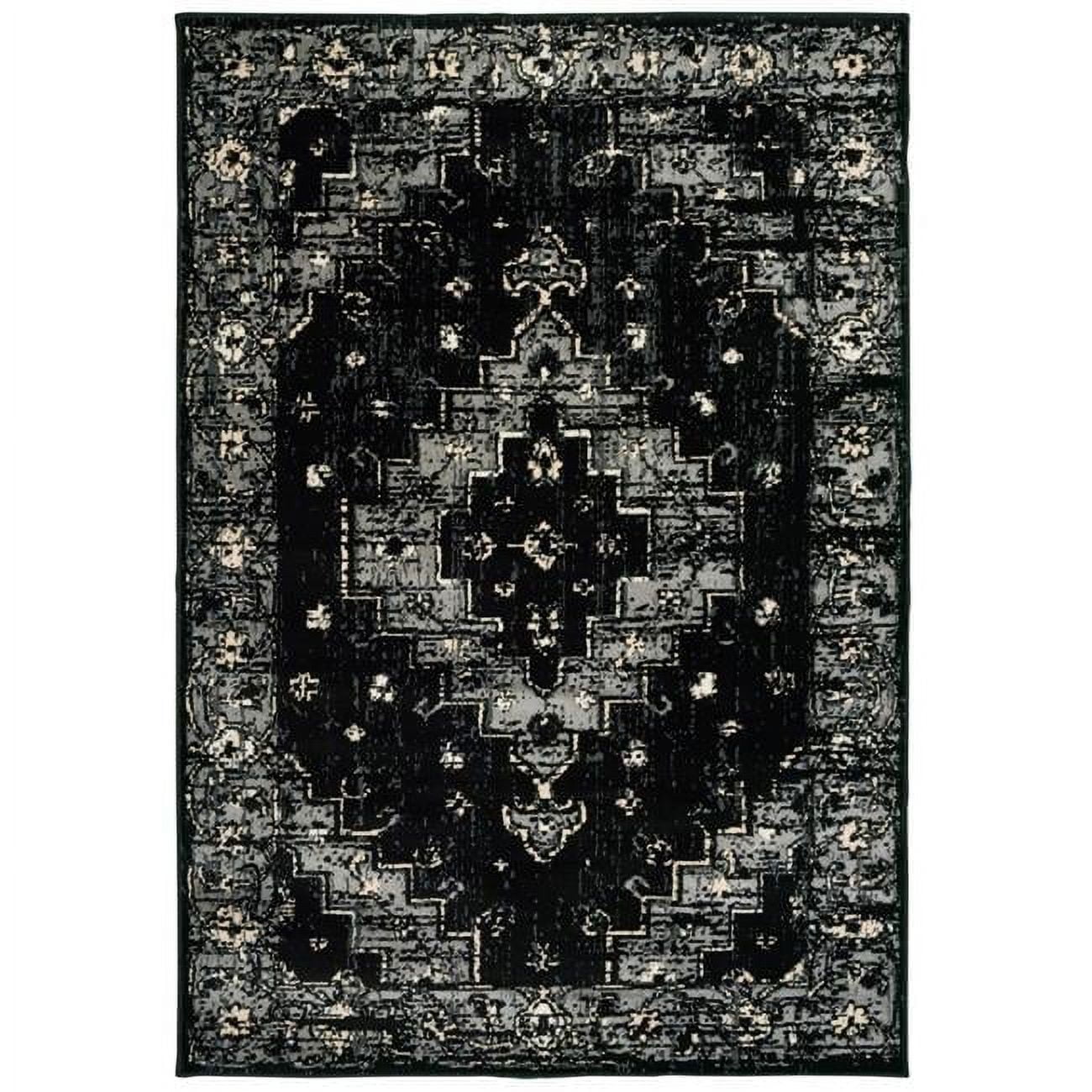 8 x 10 ft. Black Medallion Oriental Area Rug