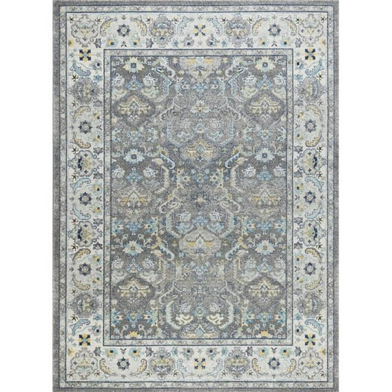 8 x 10 ft. Chelsea Design Machine Made & Power Loom Rug, Grey & Ivory