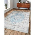 thumbnail image 1 of 8 x 10 ft. Cross Weave Machine Woven Polyester Turkish Oriental Area Rug - Ivory Blue, 1 of 1