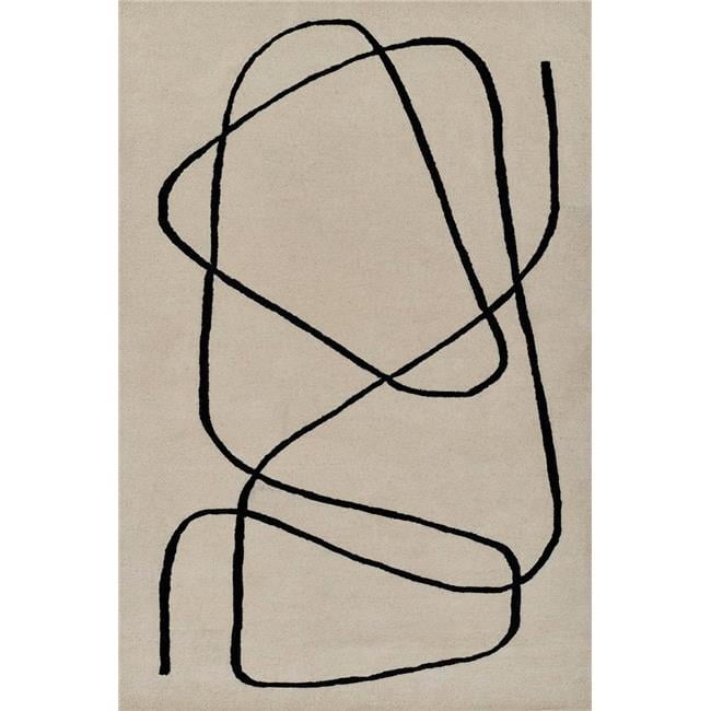 Modern Abstract Ivory Wool Hand-Tufted Area Rug 8' x 10'