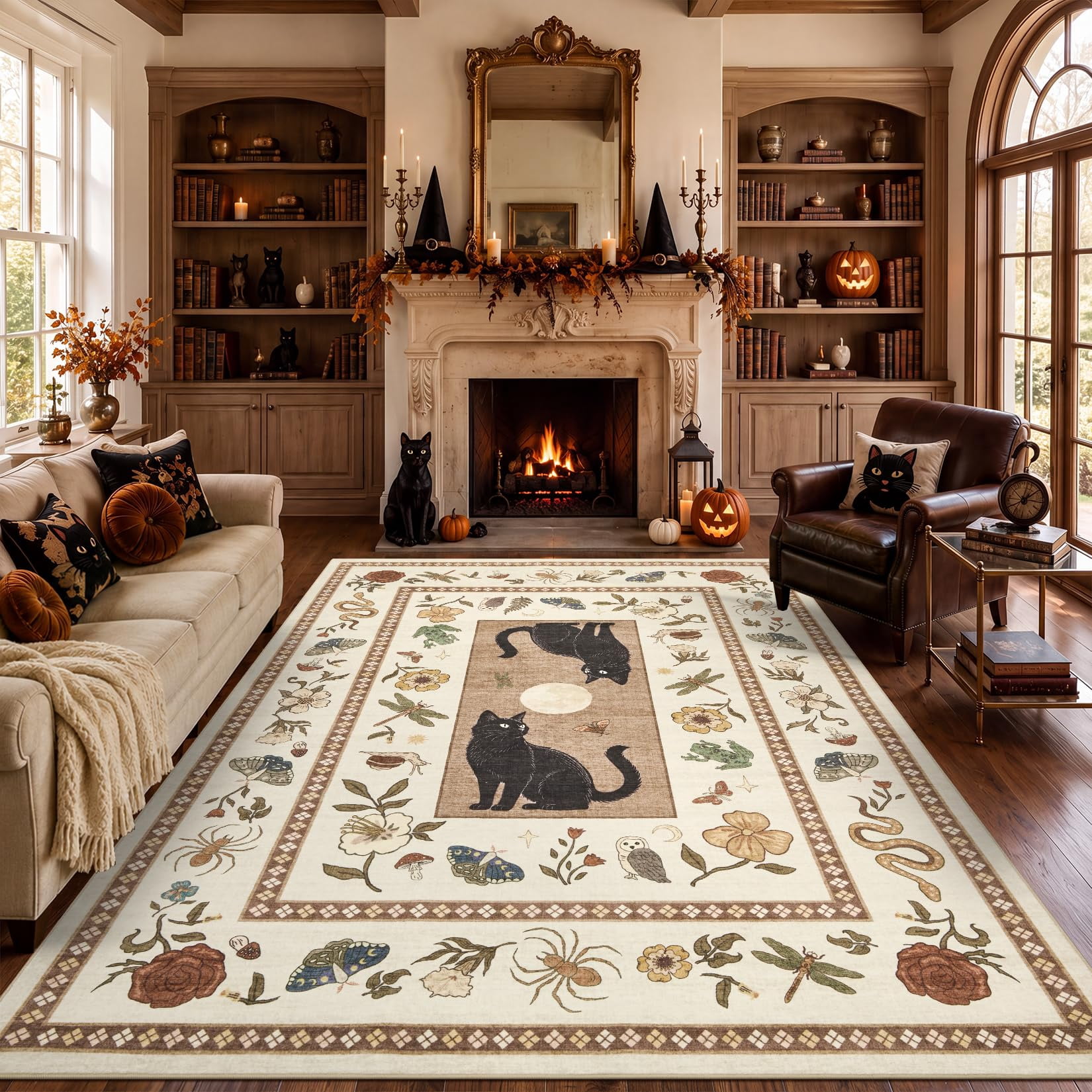 8 x 10 ft Gothic Cat Area Rug, Washable Low-Pile Rug - Walmart.com