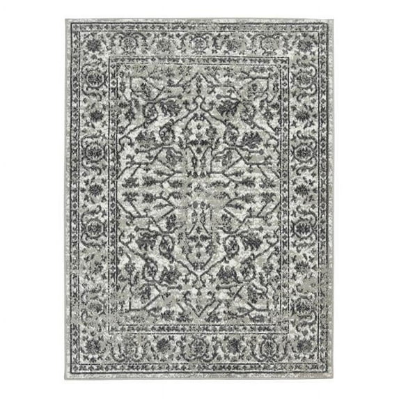 8 x 10 ft. Grey Floral Power Loom Rectangle Area Rug