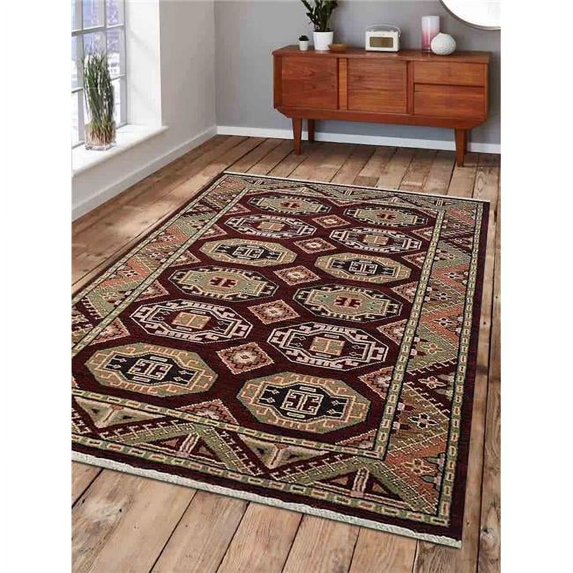 8 x 10 ft. Hand Knotted Afghan Wool & Silk Area Rug, Multicolor - Kazak