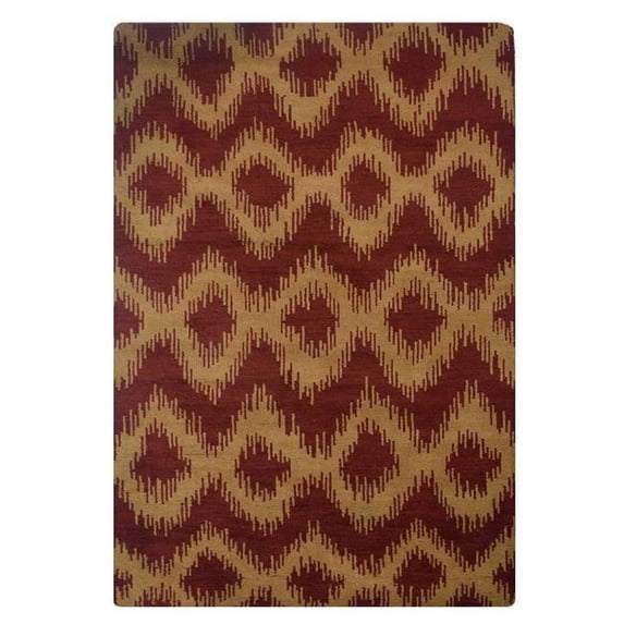 8 x 10 ft. Hand Knotted Wool Geometric Rectangle Area Rug, Red & Gold
