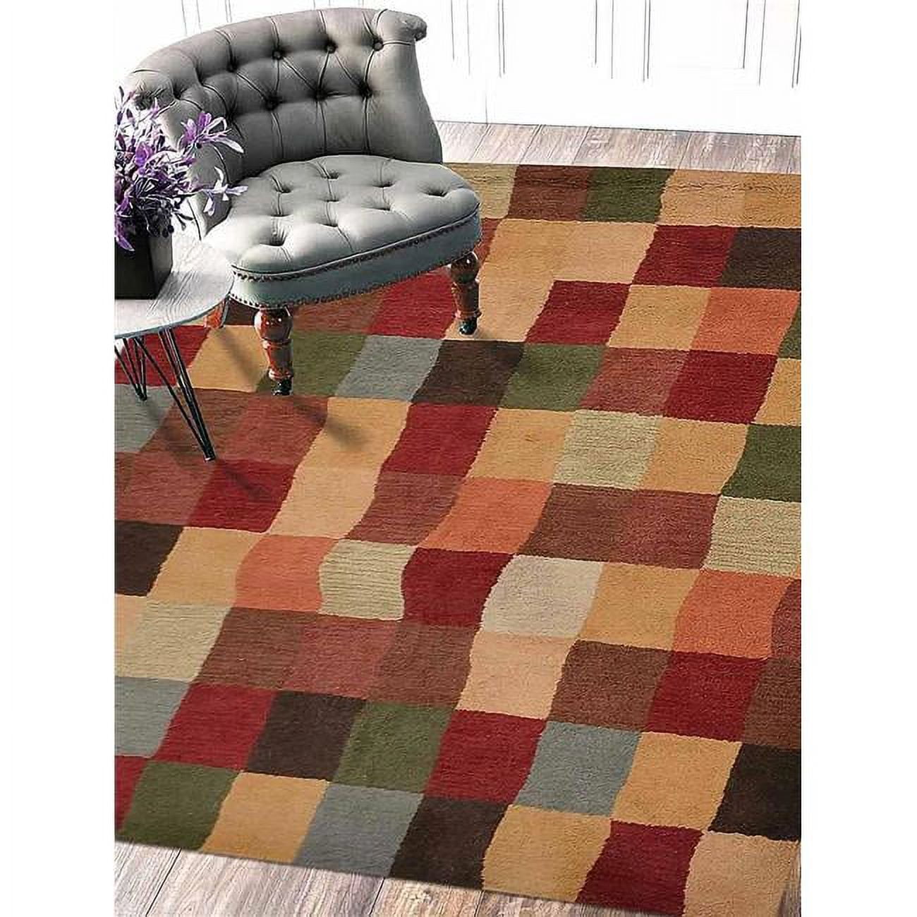 8 x 10 ft. Hand Tufted Wool Geometric Rectangle Area Rug, Multi Color ...