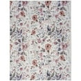 thumbnail image 1 of 8 x 10 ft. Ivory Pink & Green Floral Traditional Power Loomed Washable Non Skid Rectangle Area Rug, 1 of 1