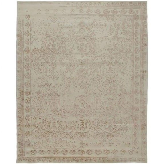 8 x 10 ft. Ivory Tan & Pink Wool Floral Hand Tufted Handmade Distressed Rectangle Area Rug - Ivory Tan and Pink - 8 x 10 ft.
