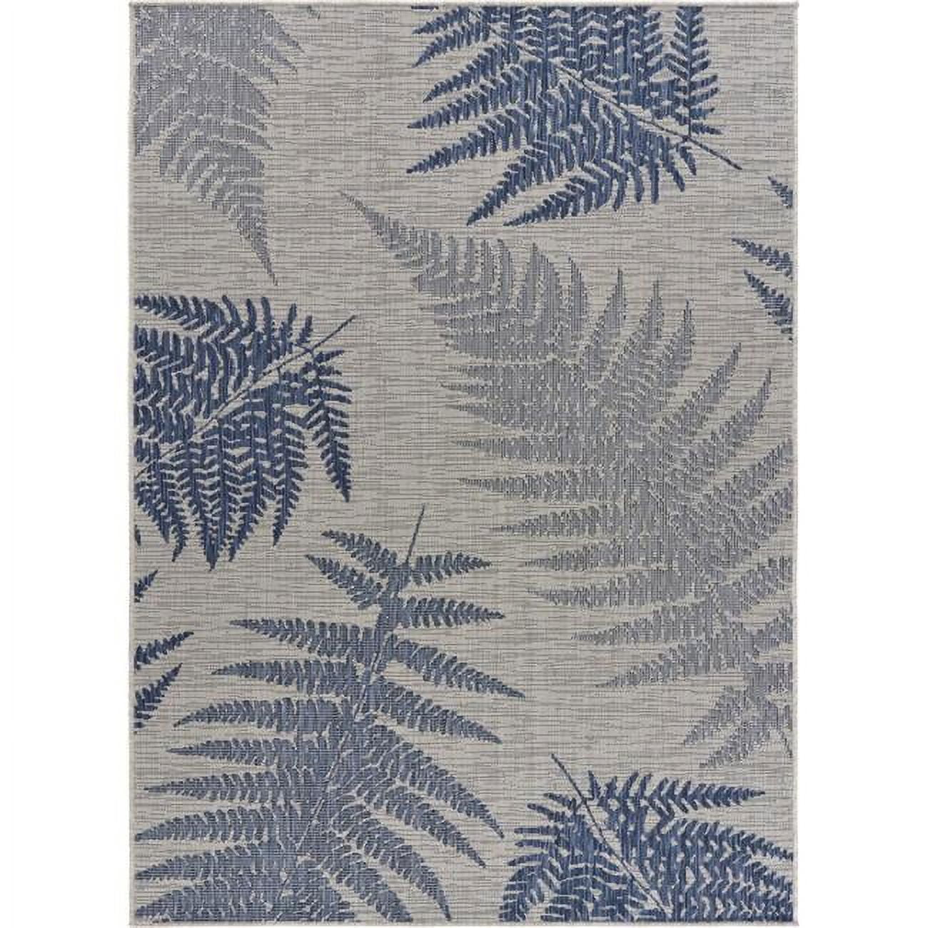 8 x 10 ft. Navy Fern Leaf Indoor & Outdoor Area Rug